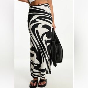 ASOS Stylish Bias Cut Satin Black and White Women's Skirt